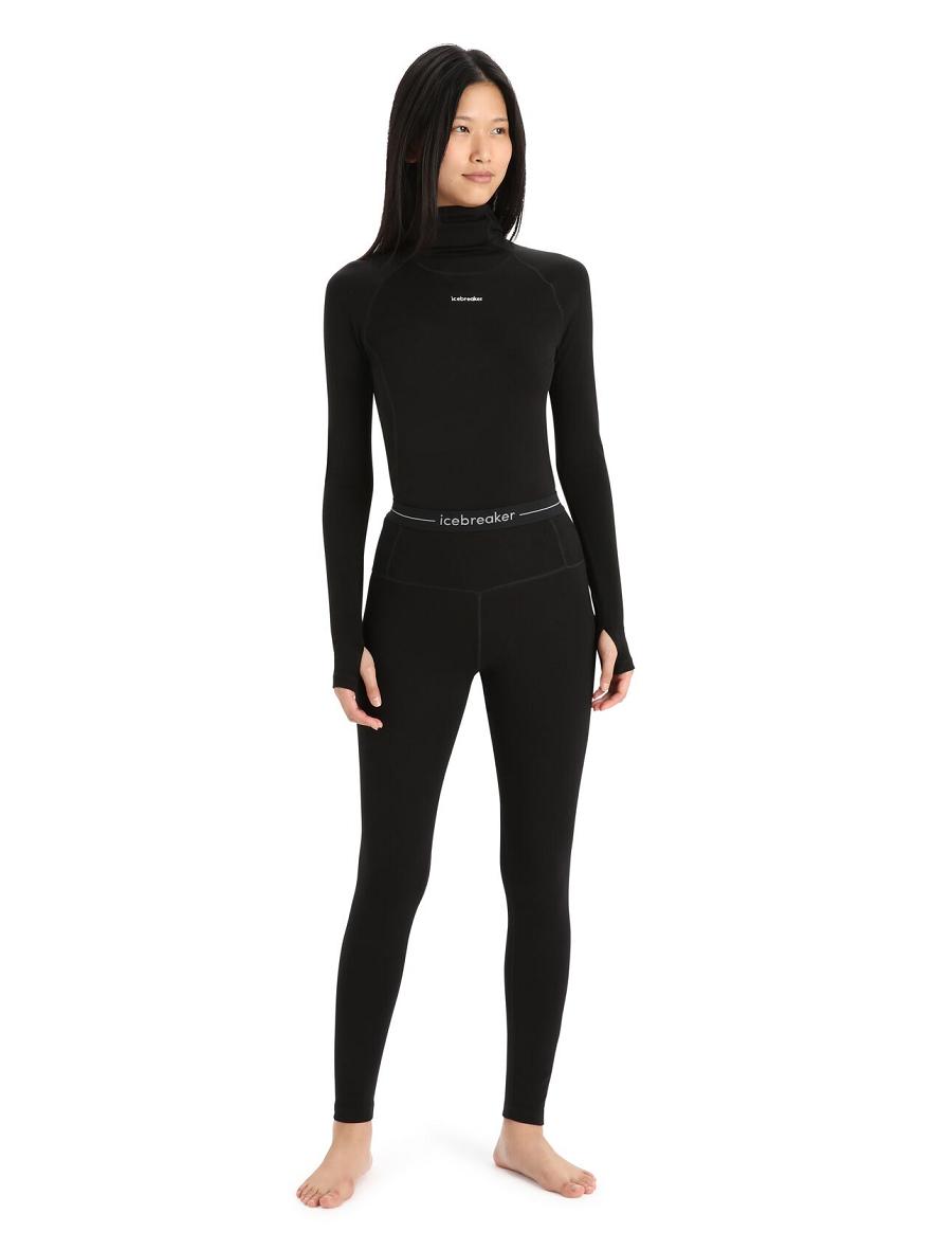 Base Layers Icebreaker Merino 260 Tech High Rise Leggings Damskie Czarne | PL 1095DFMN